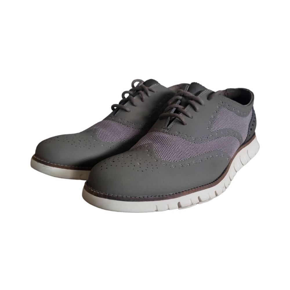 Cole Haan‎ Zerogrand Mens Grey Leather Wingtip Lace Up Sneakers Size 10.5 M